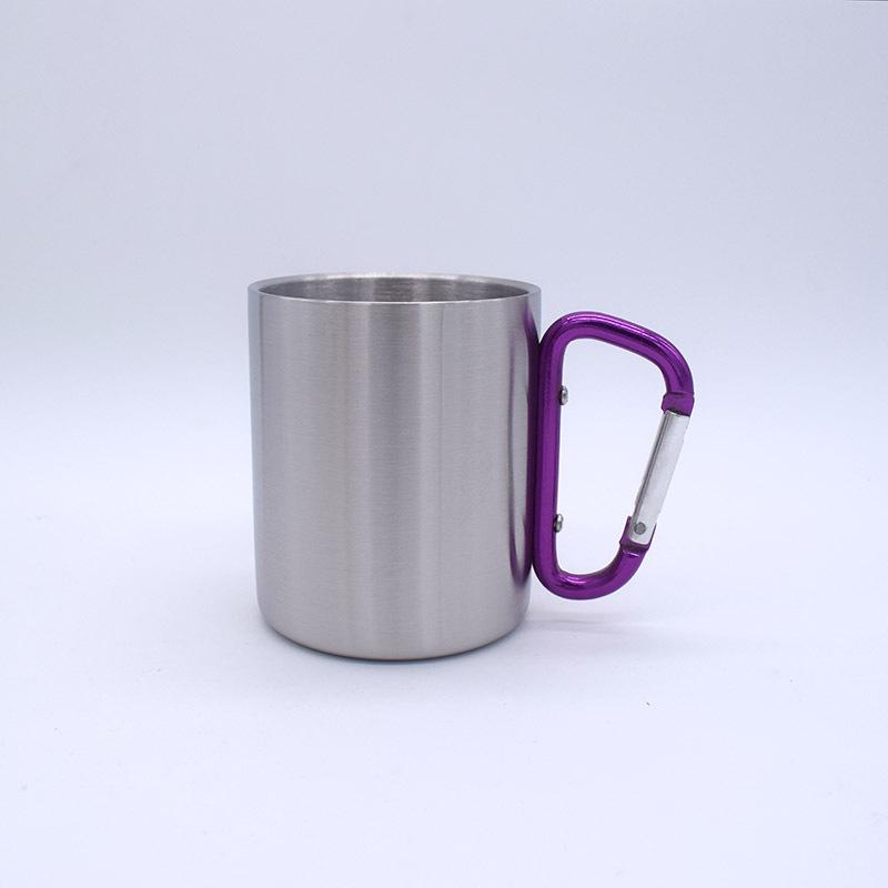 

Camping Stainless Steel Carabiner Coffee Cup - Portable, Double-Layer, Available in Large and Small Sizes for Outdoor Sports 220ml фиолетовый