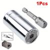 Universal Socket Wrench Head Set Sleeve Gadget 7-19mm Power Drill Adapter Spanner Key Nut Magic Grip Multi Hand Tools Multitool