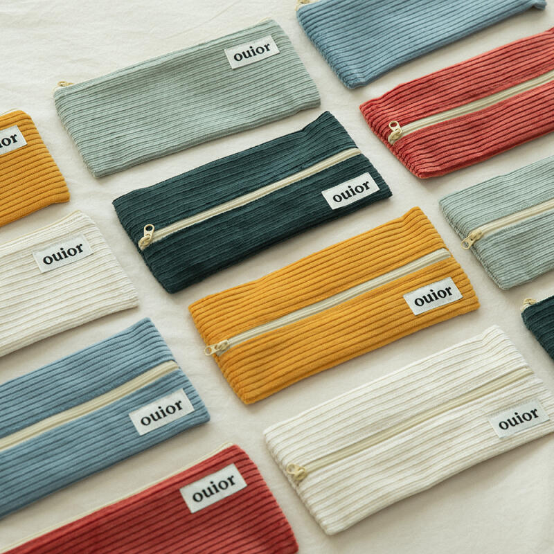 Плоский пенал из вельвета (7 цветов) (один предмет) 3-2. corduroy vanilla cream (topside zipper)