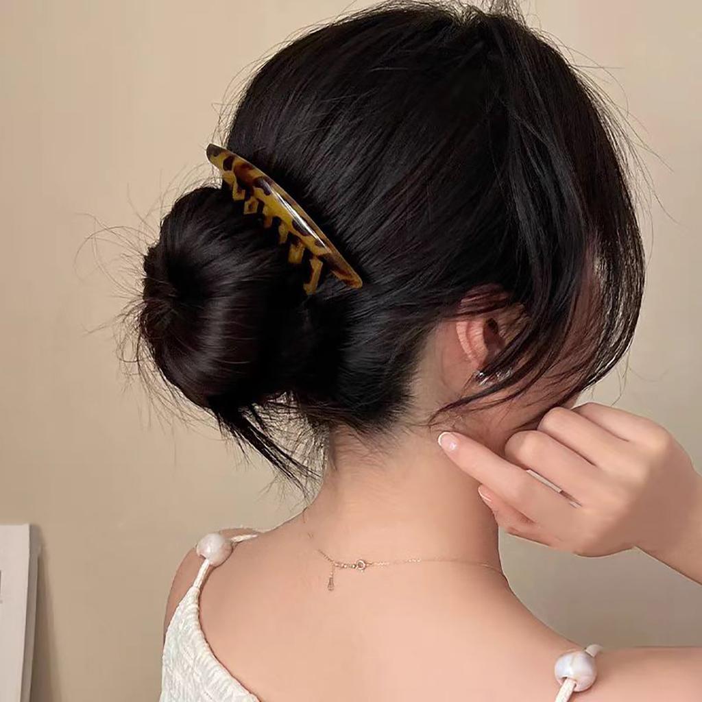 Eleganter Haarkamm-Clip mit Leopardenmuster für Frauen - Rutschfest, Acryl, Perfekt für sicheren Pony und Frisuren