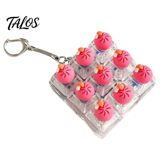 Creative Gifts for Stress Relief Dumpling Keycap Fidget Toy, Soft Squeeze Pendant with Keychain, Light Up Keychains Cute Bun Bag Charm Anxiety