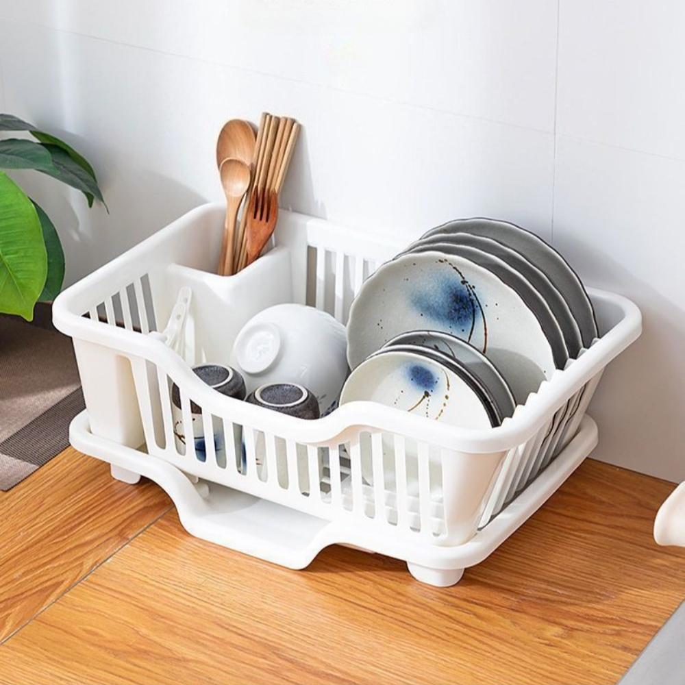 Dish Drying Rack Kitchen Utensils Drainer Rack with Drain Board Countertop Dinnerware Plates Bowls Chopsticks Spoons Organizer