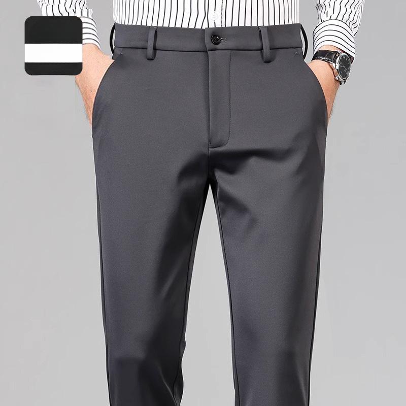 

Мужские осенние брюки тонкие прямые стрейч повседневные брюки без следов не требующие глажки 40 серый