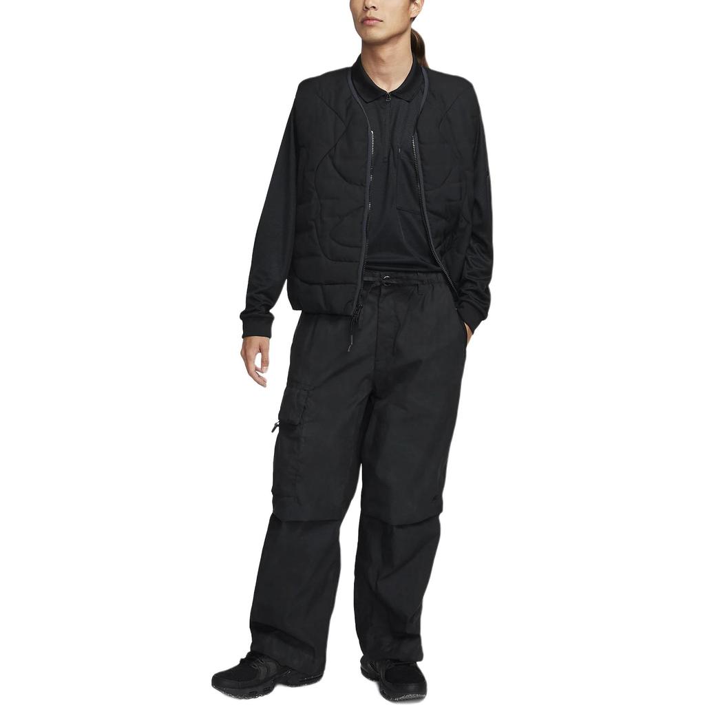 Nike Solid Color Zippered Multi-Pocket Cargo Pants Men Bottoms Black FN2615-010