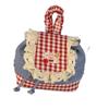 Korean Cute Fashion Denim Backpack Bag Women's 2025 New Plaid Lace Bucket Bag
