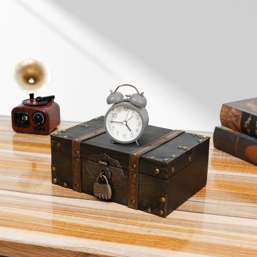 Vintage Wooden Storage Box Coin Jewellery Storage Box With Lock Art Collection Jewelry Organizer Multipurpose Decoration Case