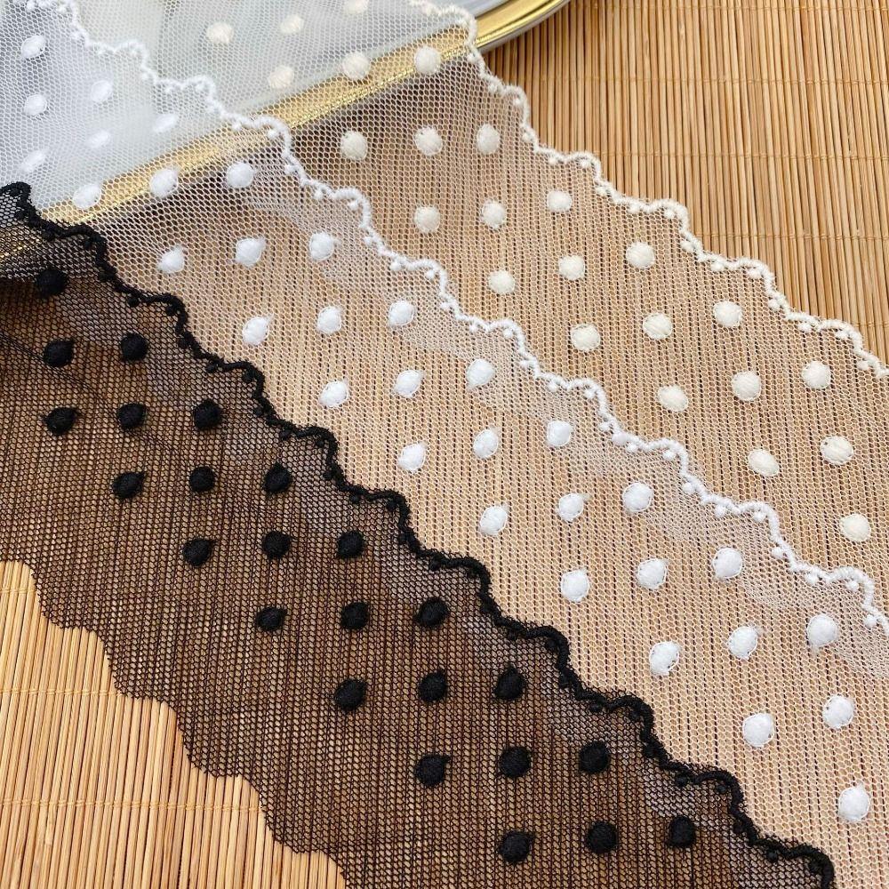 15 Yards Mesh Lace Fabric Embroidered Edge Wave Lace Lace Trims Dot Lace Garment Accessories