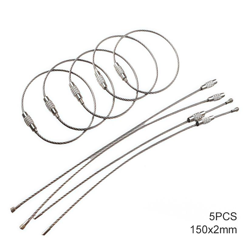 

5pcs 150x2mm Keychain Cable Rope Key Holder Stainless Steel Wire Portable Durable Suitable for Outdoor Hiking Camping TMZ
