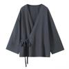 2025 Spring Women's Kimono Jacket & Wide-Leg Pants Set with Casual Tie Design
