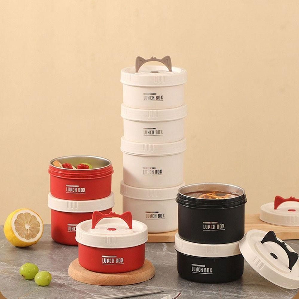 Round Heat Preservation Lunch Box Stainless Steel Fresh-keeping Box Thermal Lunch Box  Camping