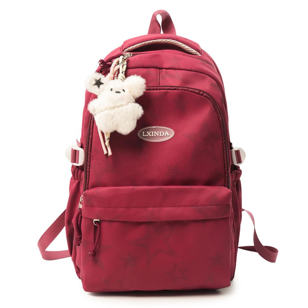 Schoolbag Large capacity schoolbag for men and women, junior high school students, campus solid color backpack, Japanese versatile college student