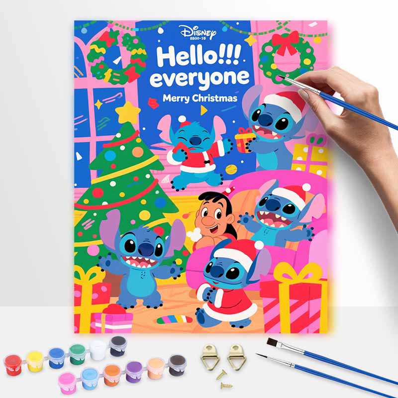 Disney oil painting painting art handmade painting kit Stitch Christmas theme home decoration birthday gift