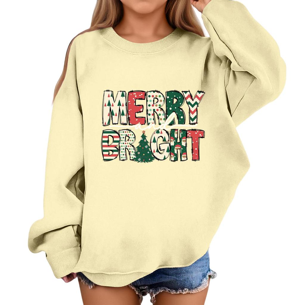 Children's Fashionable Casual Long-sleeved Loose Christmas Print Pullover Sweatshirt