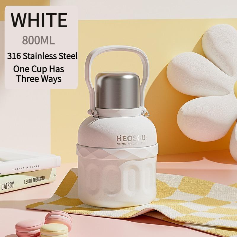 800ml Stainless Steel Thermo Bottle with Portable Handle Tumbler Water Vacuum Flask Insulated Cup Outdoor Flasks 800ml
