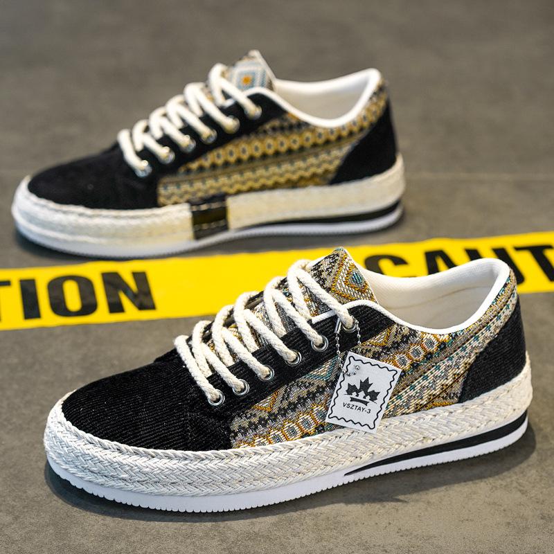 Кеды мужские из парусины летние новые популярные повседневные универсальные кеды для молодежи легкие и удобные мягкая подошва тканевые туфли модные 39 чёрный