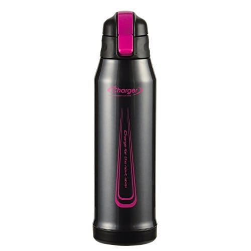 Pearl Metal HB-3063 Stainless Steel Water Bottle, 1100ml, Direct Drinking, Pink X Black, with Pouch, New Energy Charger