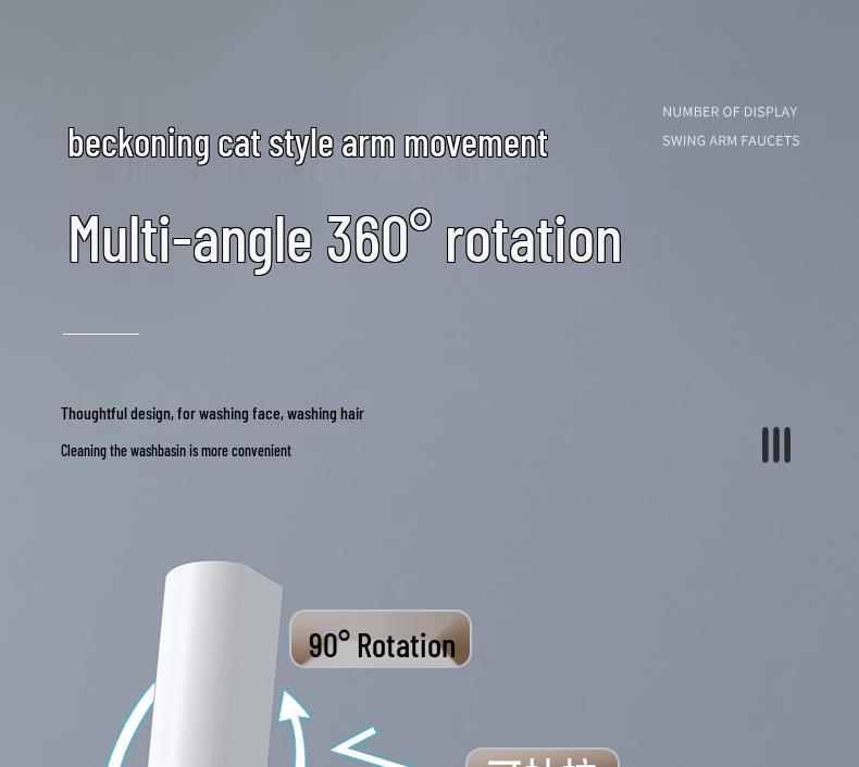 Rotating Brass Countertop Basin Faucet with Digital Display & Aerated Waterfall