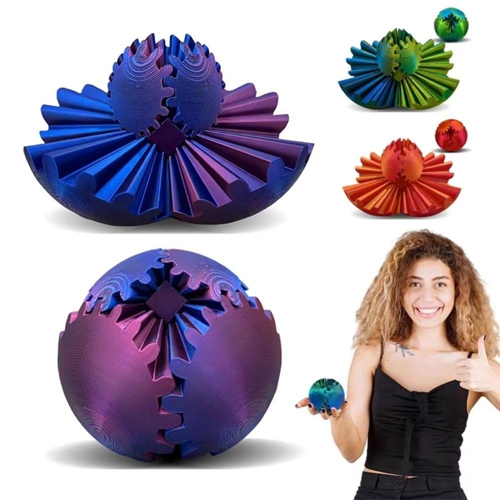Sturdy Crafted Material Gear Ball 3D Printed Spin Ball Anxiety Relax Activity  Study Break