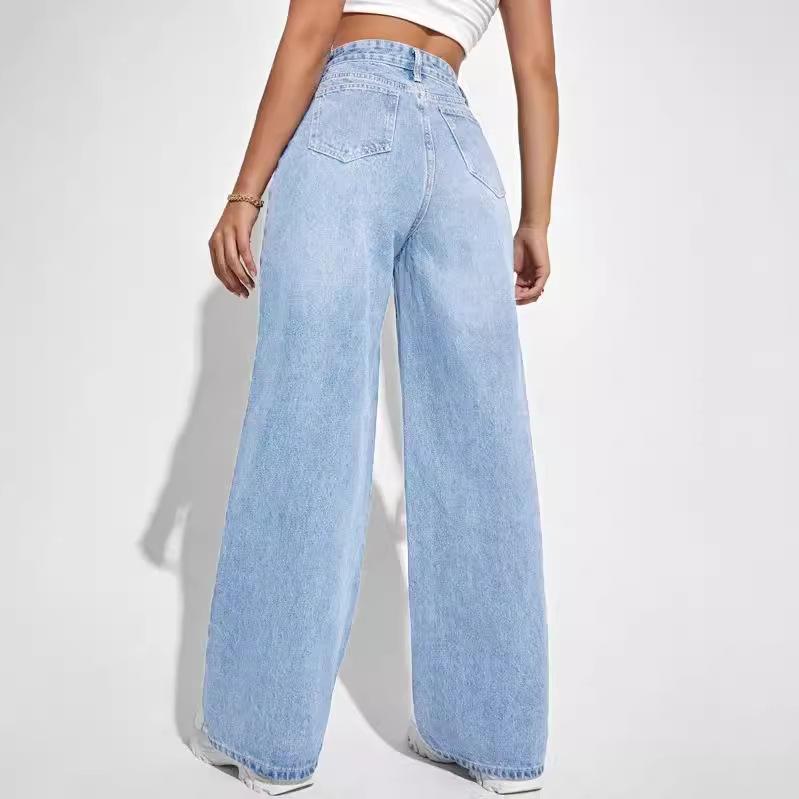 Loose Denim Wide-leg Pants Slim-fit High-waist All-match Jeans