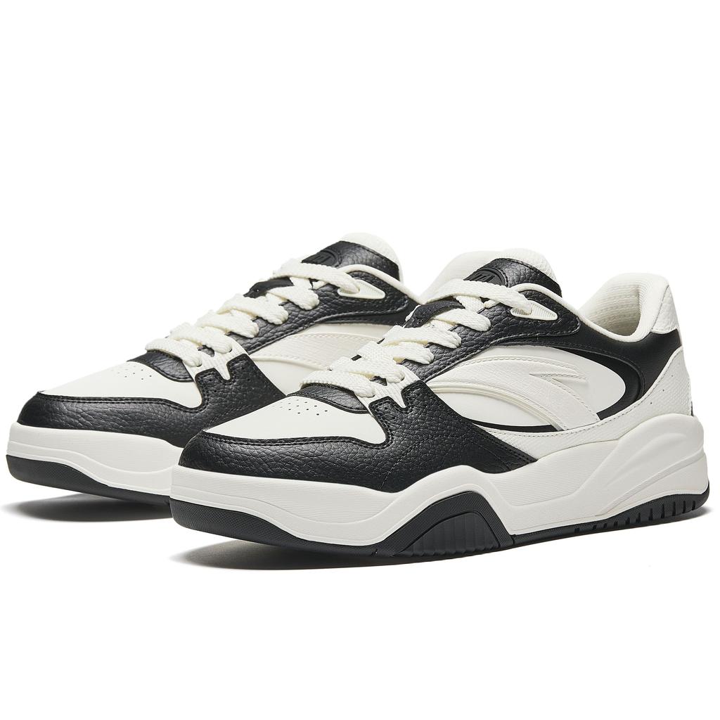 Anta Wave Shoes Panda Versatile Casual Non-Slip Wear-Resistant Lightweight Increased Height Low-Top Skate Shoes Men Sneaker Black White 912518005-4