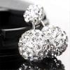 Double Sided Sparkle Bling Earrings - Sterling Silver Crystal Rhinestone Ball Stud Earrings for Women