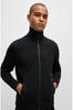 BOSS Jacquard Collar Cuff Cotton Blend Size Black Men's & Zip-Up Sweatshirt, Small,