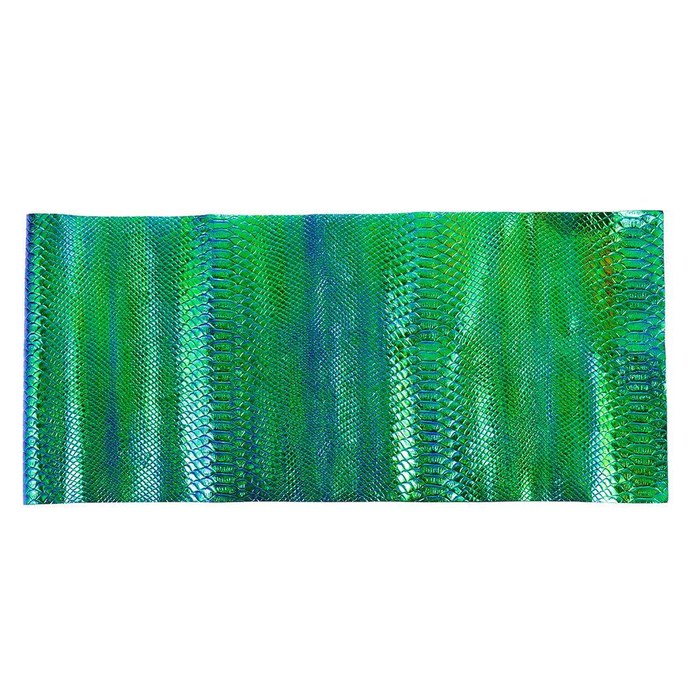 1 Rolle 30x135cm Schlangenhautmuster Bögen Holografisch Blau & Grün Lederbögen PU Kunstleder Schlangenhautmuster