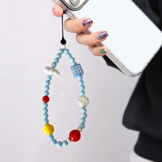 Mobiltelefon Lanyard Tre-dimensionelle Skyer Blå Hvide Perler Dekoration Håndlavet Tekstur Stærk Anti-Tab Spænde Kamera Lanyard Taske