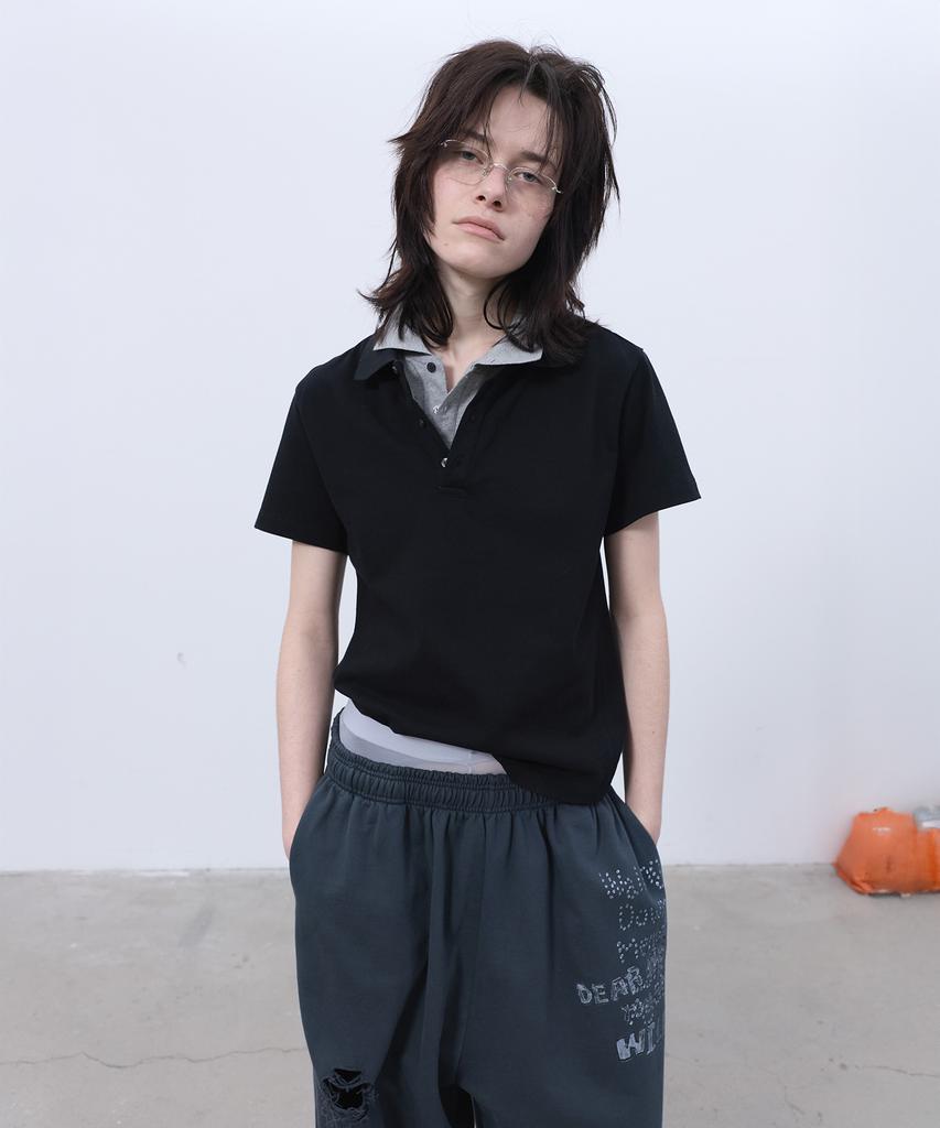 LCDC™ Double-Collar Polo Top (Black)