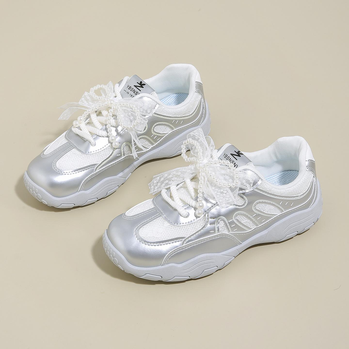 

Женские неустающие ноги де тренировочные спортивные повседневные туфли - Дышащие легкие на толстой подошве увеличивающие рост нескользящие амортизирующие корейские туфли 40 серебряный