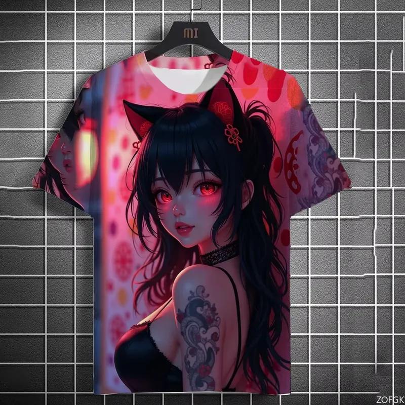 3D Printed 2026 New Anime Girl Pattern Women's T Shirt Summer Short Sleeve Fashion Casual Oversized Top Streetwear Cool Gift