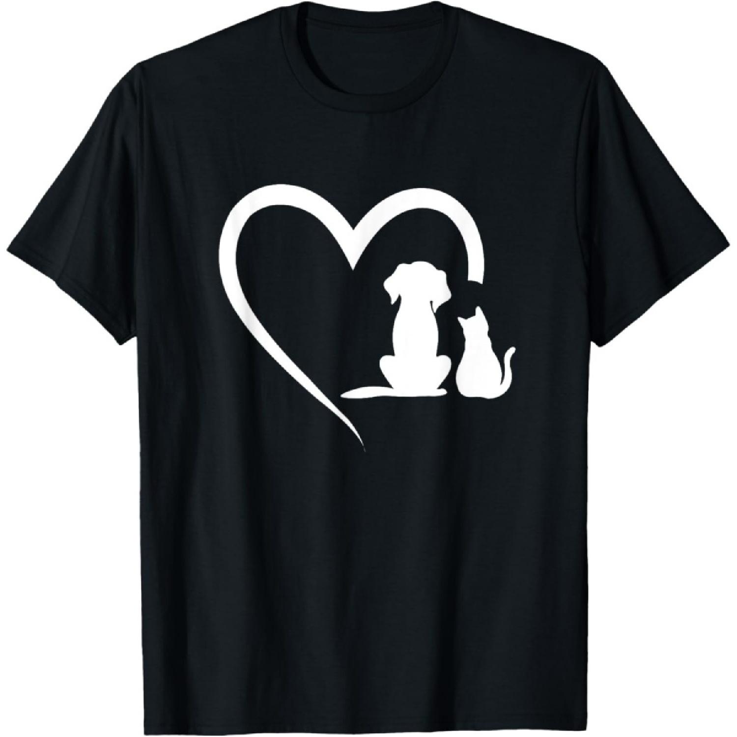 

Dog Puppy and Baby Cat Heart - Animal Dog & Cat Heart T-Shirt for Men Women Girls Kids XXXXXL чорний