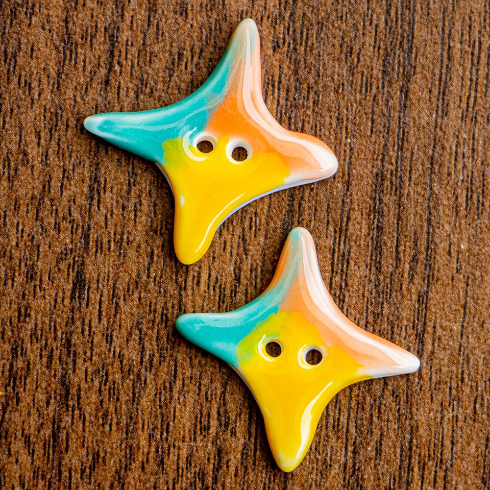 Square Star Ceramic Buttons - Handmade Designer Clothing Accessories