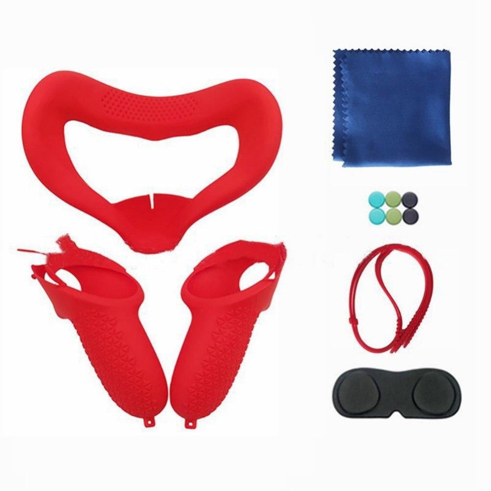 Copertura per impugnatura del controller touch per Oculus Quest 2 con protezione per il viso in silicone, copertura protettiva per l'obiettivo, combo cinturino in silicone, set di accessori VR