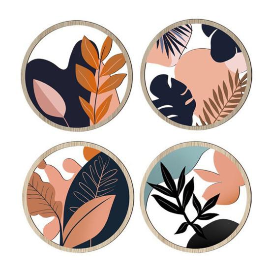 4 Pcs Wooden Round Boho Wall Art Bohemian Hollow Out Circle Wall Decor Neutral Minimalist Farmhouse Wall Hanging Sign for Bedroom Patio Balcony