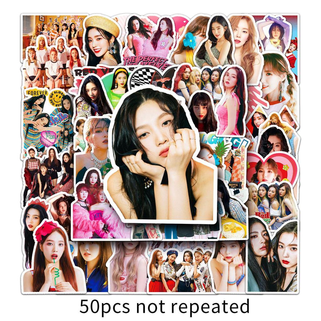 50 Red Velvet Graffiti Stickers: Korean Star Group DIY Journal & Luggage Decoration