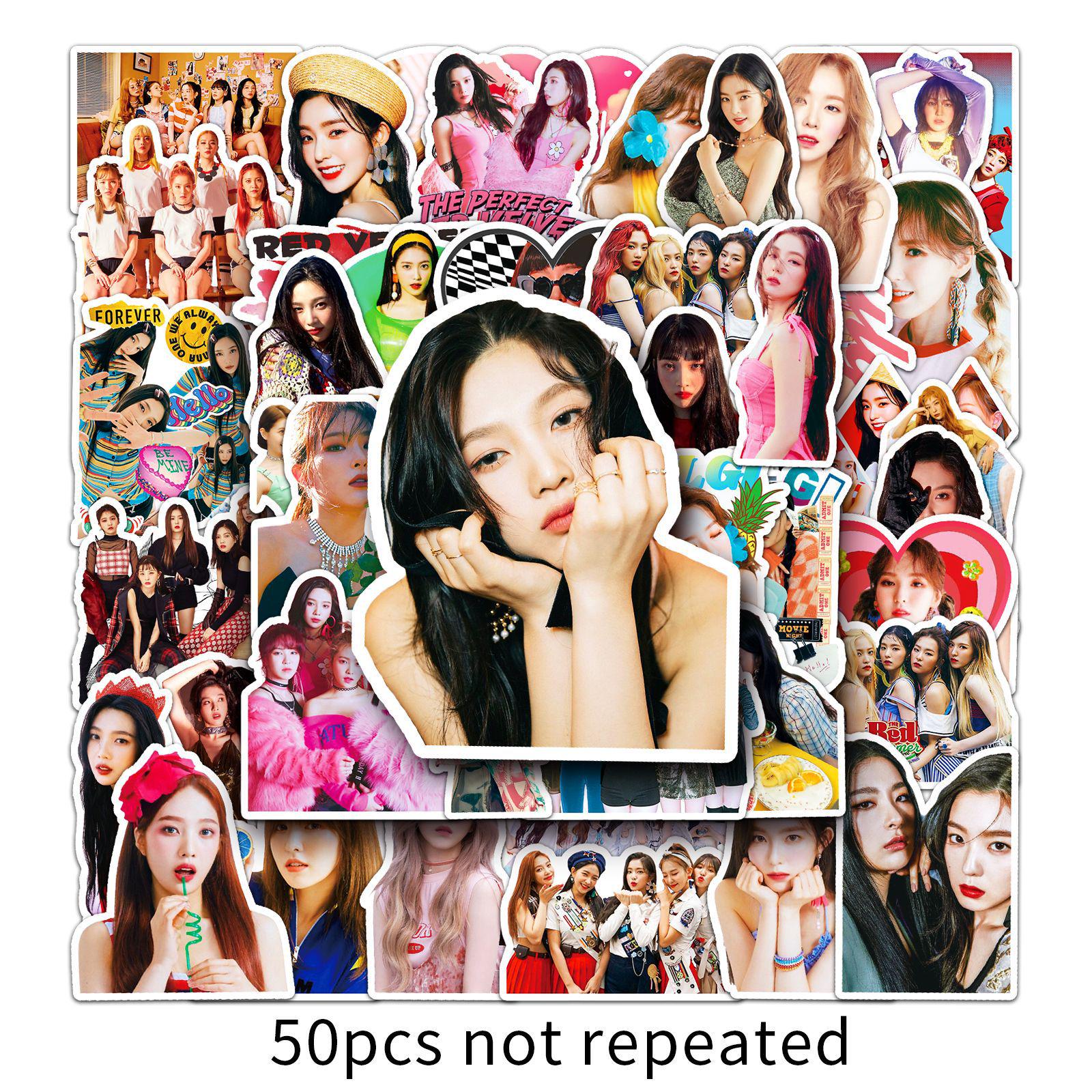 50 Red Velvet Graffiti Stickers: Korean Star Group DIY Journal & Luggage Decoration
