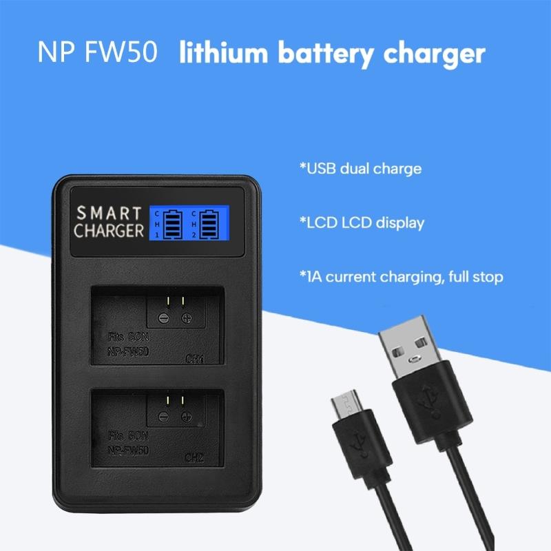 Rapid NPFW50 LCD Micro USB Charger Efficient and Versatile Charging Base for 6000, 5000, 5100, ILCE6000, ILCE7 Battery