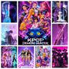 Novo Filme Pop KPop Caçadores de Demônios 5D DIY Pintura de Diamante Redondo Completo Decoração Estética para Sala de Estar Quarto Bar Presente