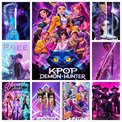 Neues Pop-Movie KPop Dämonenjäger 5D DIY Vollrund Diamantmalerei Haus Wohnzimmer Schlafzimmer Ästhetik Bar Dekoration Geschenk