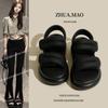 Women's 2025 Thick-Soled Velcro Sandals - Platform Roman Shoes for Casual Beachwear, Featuring Step-on Comfort for Pregnant Women