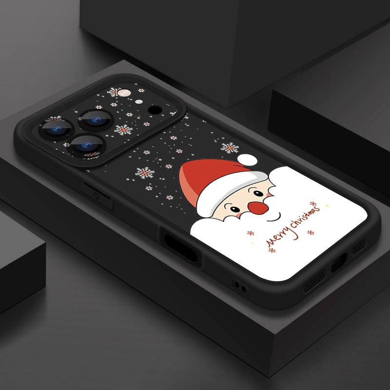 

Противоударный мягкий силиконовый чехол из ТПУ Funda для iPhone 17 Air 16e 16 15 14 Pro Max 13 17 Pro Max 17 Pro 17 Чехол с рисунком Санта-Клауса iPhone 17 чёрный