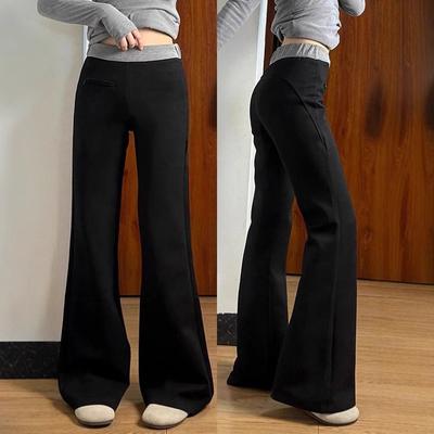 Three-dimensional Waist High-quality Straight-leg Floor Trousers Spring and Autumn Thin Style Light-flare High Street Versatile Trousers