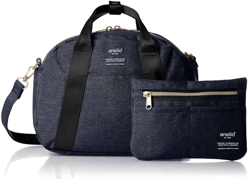 2WAY Mini Boston Shoulder Bag 10 Pockets CHUBBY Navy [Anello] AT-C1835 Women's