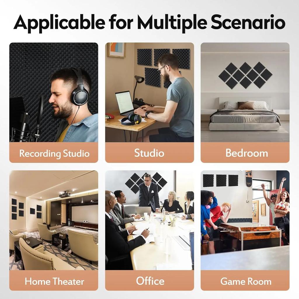 30x30CM Sound-Absorbing Foam 12-36PCS Acoustic Foam Panels Wall Soundproofing Studio Acoustic Treatment Sound Absorbing Material