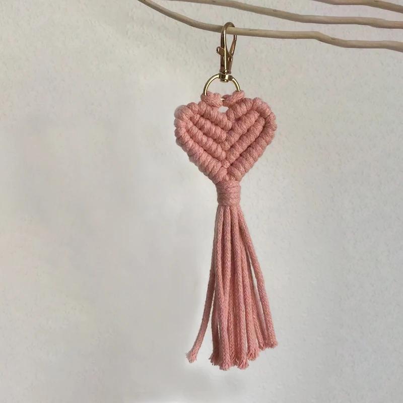 Herzförmiger Anhänger Schlüsselanhänger Damen Handgewebt Serie Niedlich Auto Schlüsselbund Handytasche Zubehör Anhänger Kreatives Geschenk