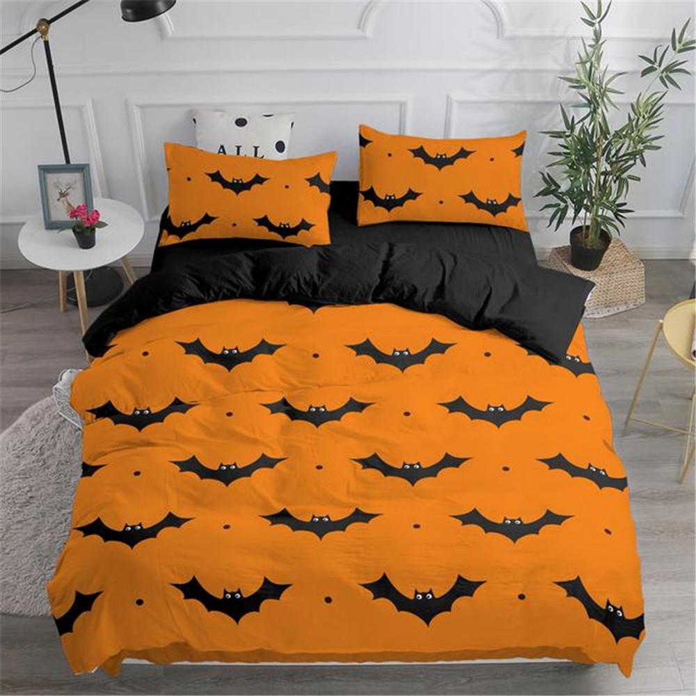 Halloween Duvet Cover Set Flying Vampire Bedding Set Bats Witchcraft Magic Polyester Comforter Cover King Size for Boys Girls