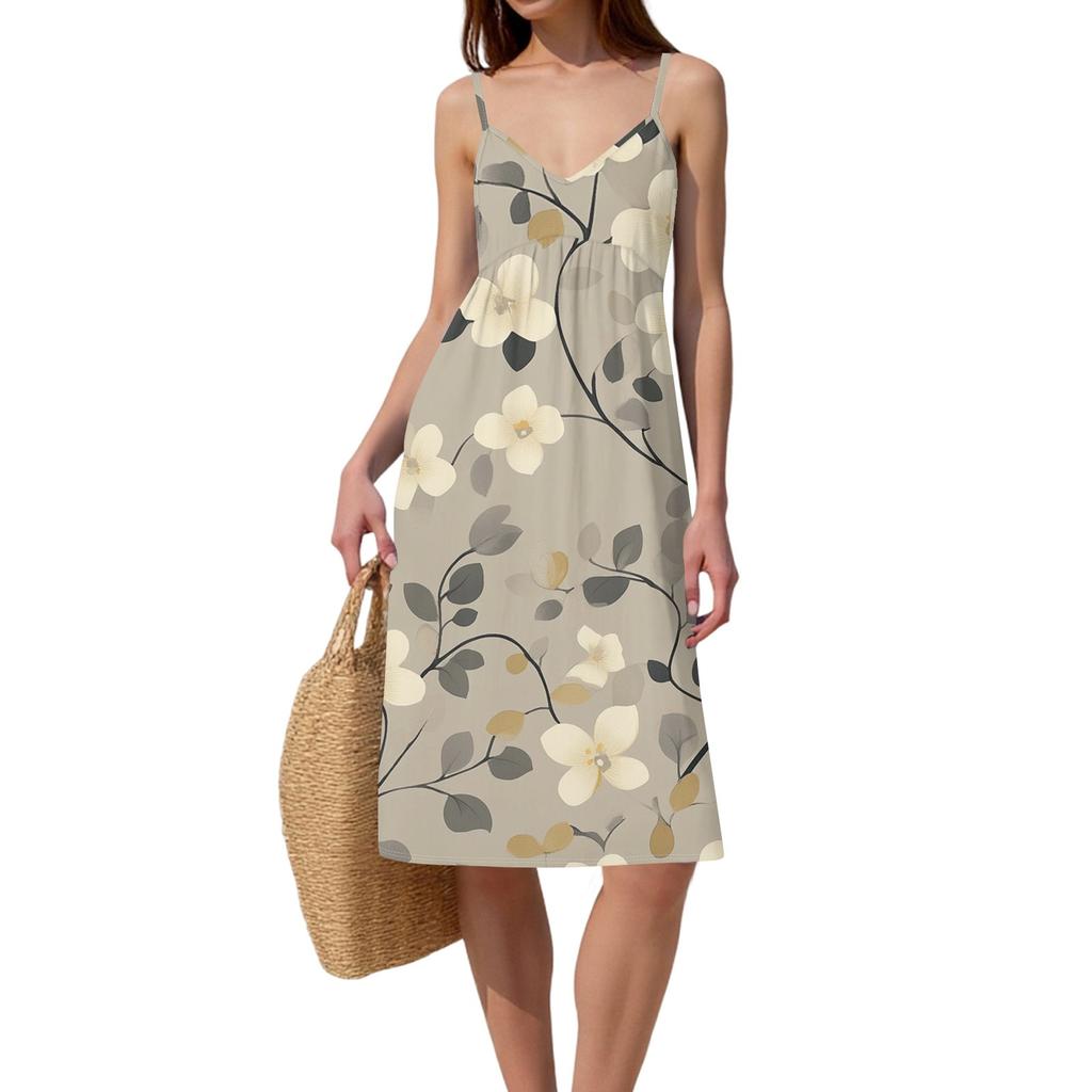 Dámské špagetové šaty bez zad s mašlí, volné, ležérní, plážové, prázdninové, letní šaty