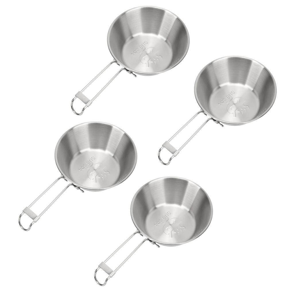 4Pcs Camping Bowls 300ml Stainless Steel Foldable Handle Widely Used Stainless Steel Bowls for Camping Hiking Outdoor