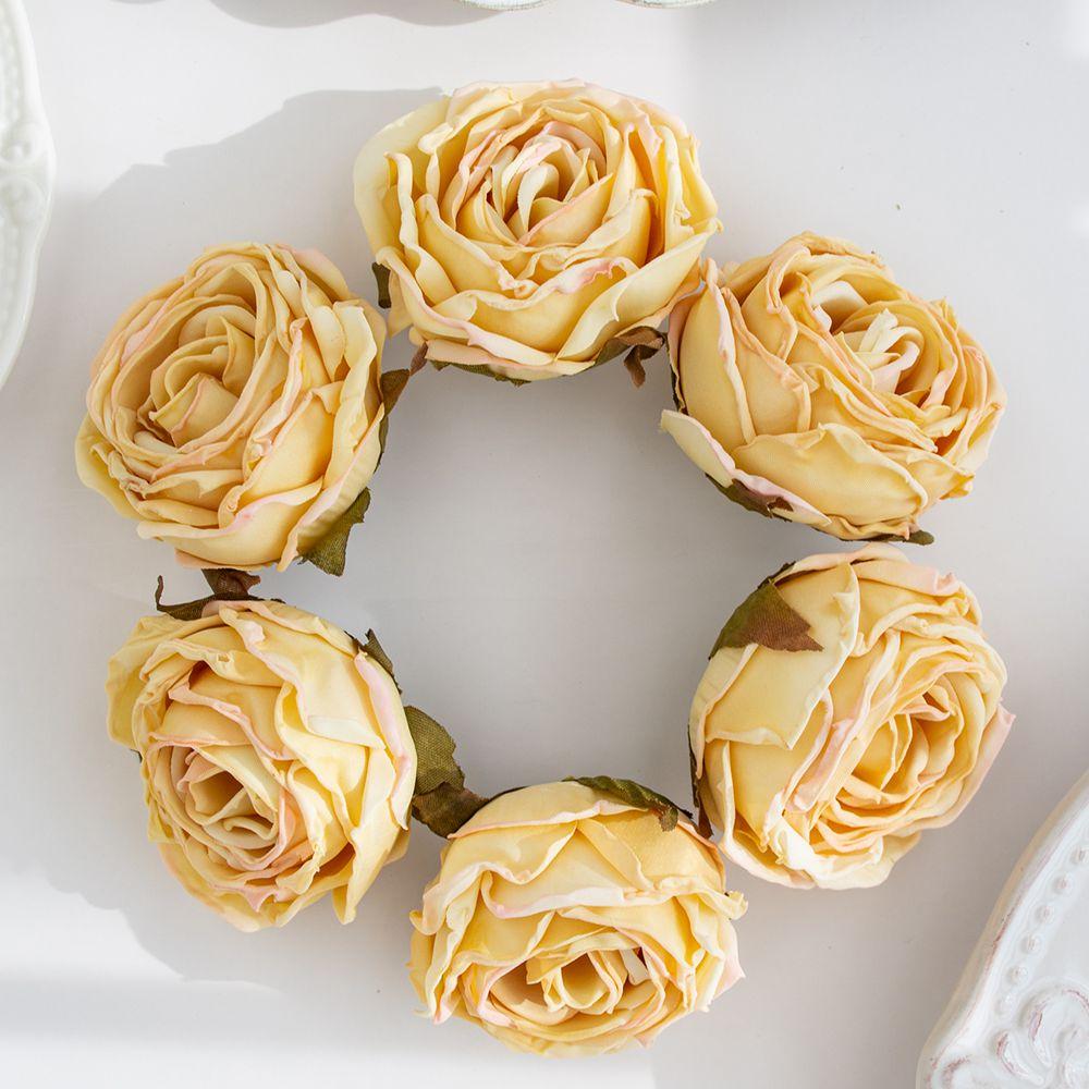 Sztuczny Kwiat Przypalane Krawędzie Róża Ślubny Bukiet Dekoracja Dom Ogród Zewnętrzny Festiwal Party Wieniec DIY Ins Prezent Scrapbook